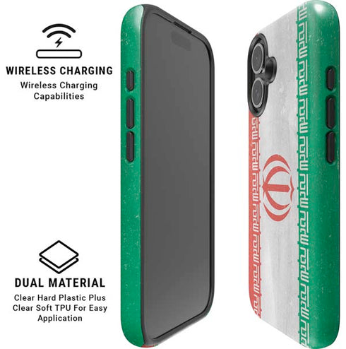 Iran Flag Distressed iPhone 16 Plus Magsafe Impact Case